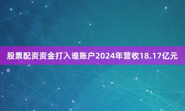 股票配资资金打入谁账户2024年营收18.17亿元