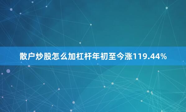 散户炒股怎么加杠杆年初至今涨119.44%